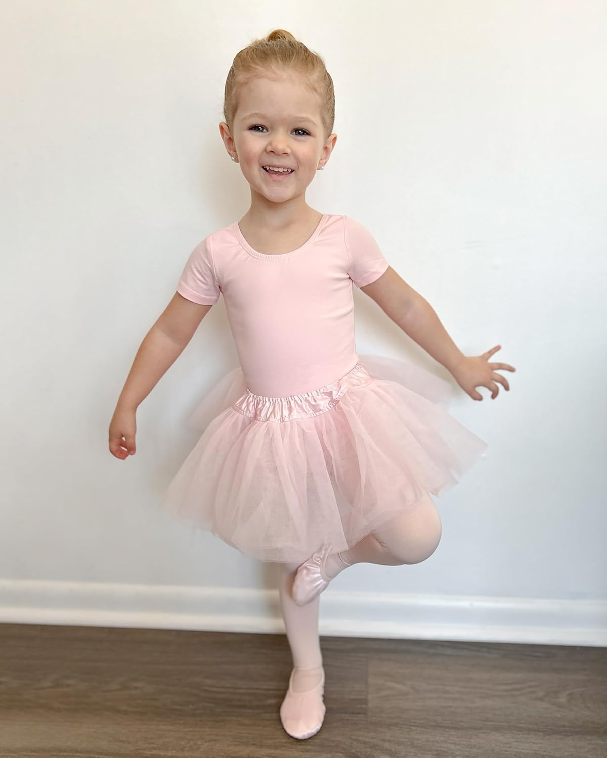 Stelle Girls Ballet Leotards Toddler Dance Outfit Combo with Pull on Skirt and Tights (Toddler/Little Kid/Big Kid)(03-ballet Pink (Tutu Skirt))
