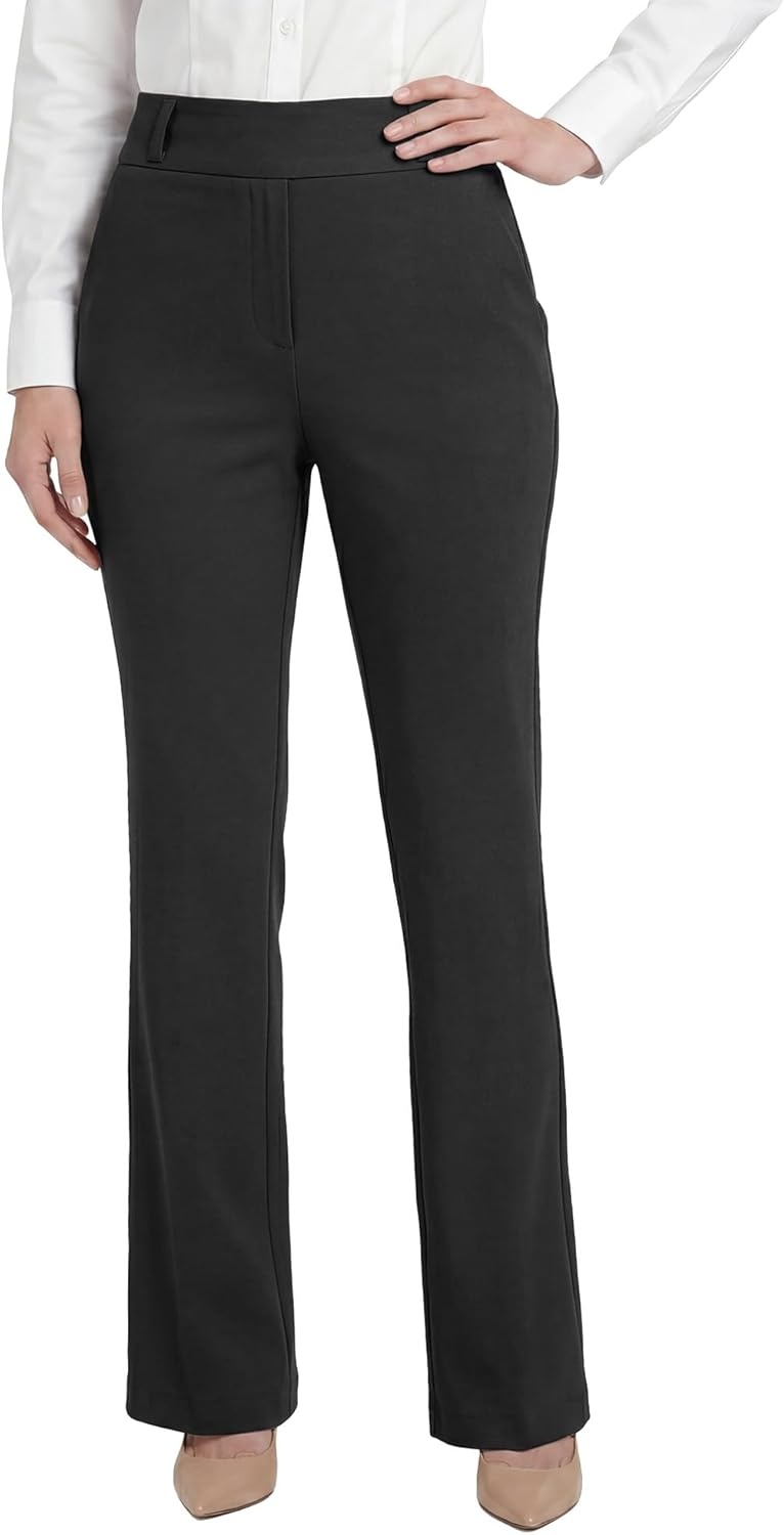 Stelle Women’s Dress Pants Stretchy Bootcut Stretch Work Business Casual Office with Pockets Black Medium