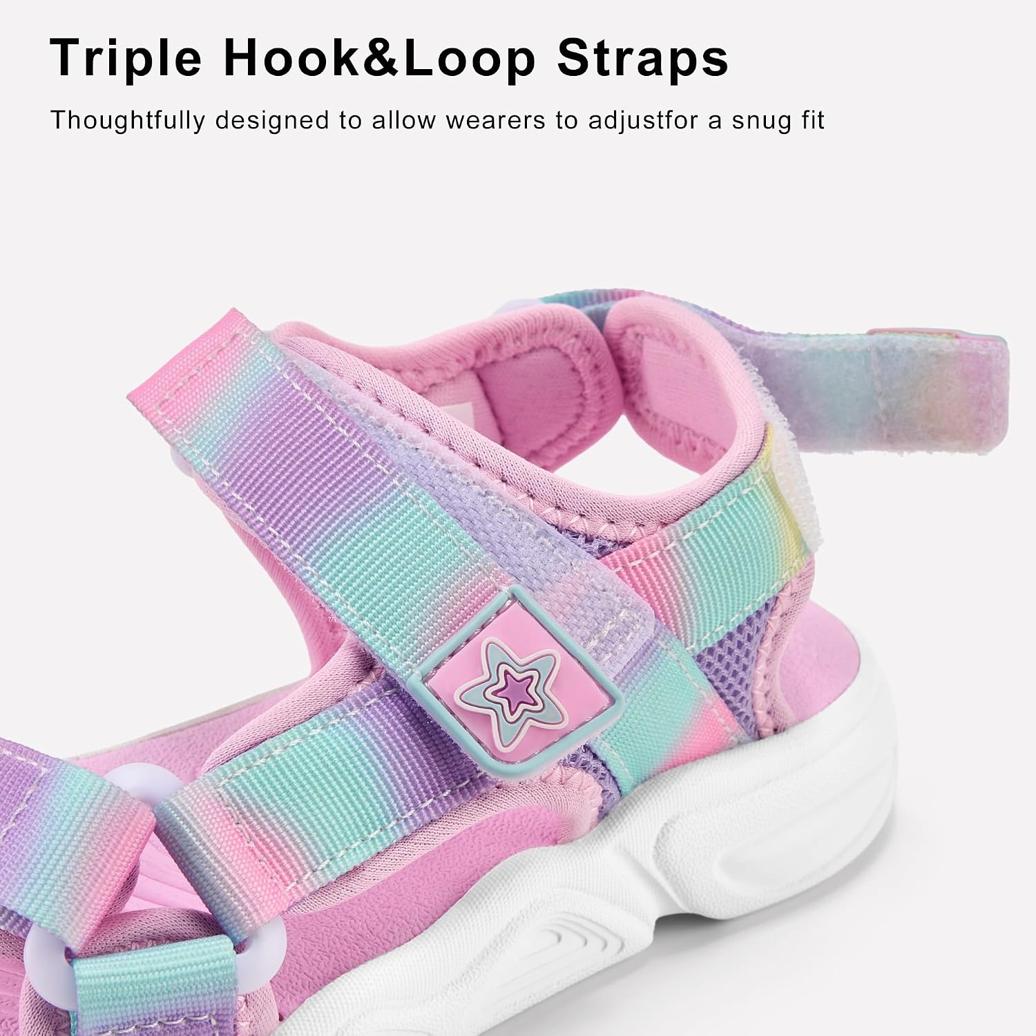 Stelle Boys Girls Summer Water Hiking Beach Open Toe Sport Sandals | Athletic Outdoor Play Everyday Casual Wear Adjustable Fit Breathable Comfort High-Traction Outsole Toddler to Big Kids(Rainbow)