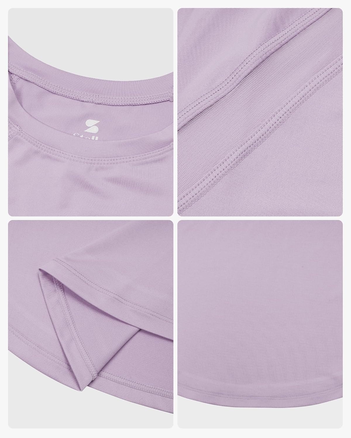 Stelle Girls Athletic Shirts Short Sleeve Crewneck T Shirts Active Sports Top Soccer Gym Workout Tshirt Summer Tees for Kid(Light Purple)