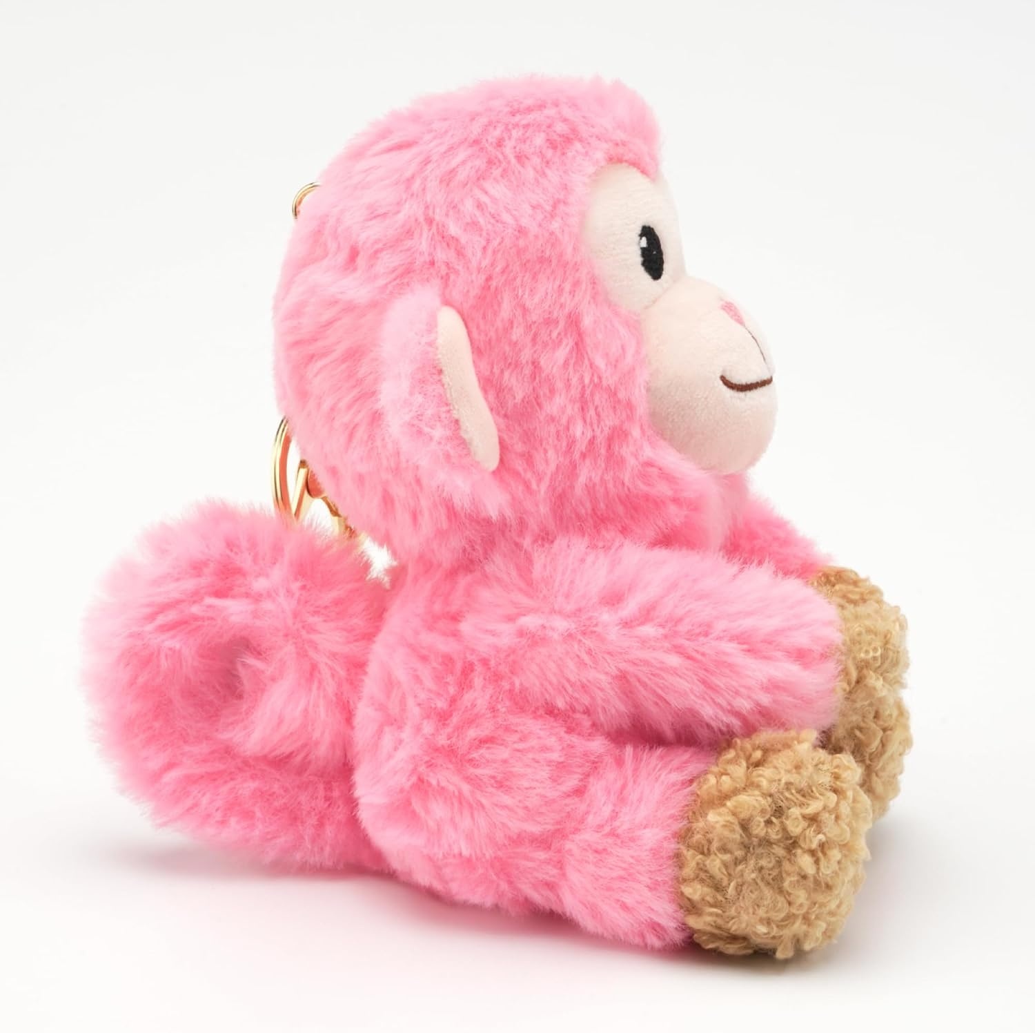 Stelle Cute Softball Plush Keychain for Backpack Kawaii Fuzzy Pink Bag Charm Soft Keychain Accessories Gifts for Girls(Pink-monkey)