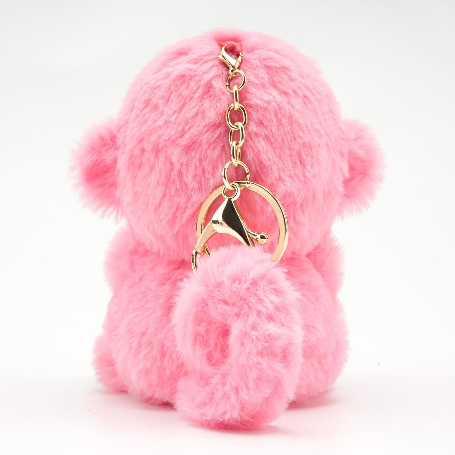 Stelle Cute Softball Plush Keychain for Backpack Kawaii Fuzzy Pink Bag Charm Soft Keychain Accessories Gifts for Girls(Pink-monkey)