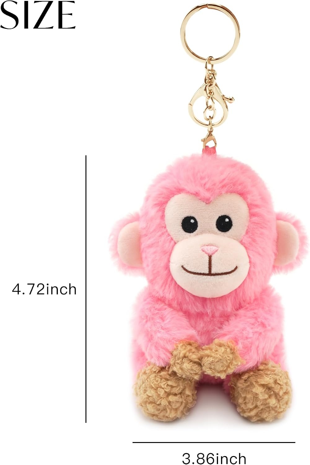 Stelle Cute Softball Plush Keychain for Backpack Kawaii Fuzzy Pink Bag Charm Soft Keychain Accessories Gifts for Girls(Pink-monkey)