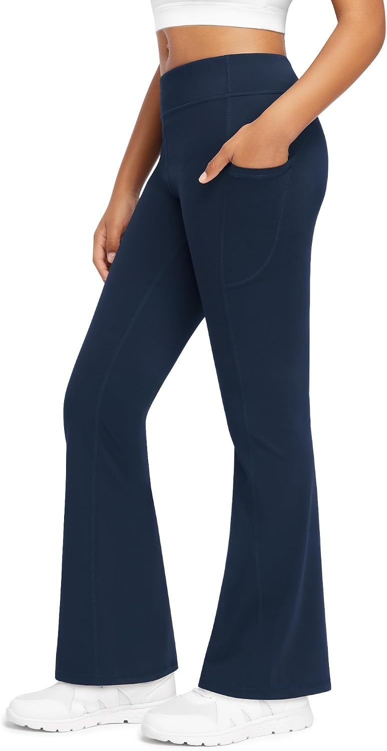 Stelle Girls Fleece Lined Leggings with Hidden Pocket High Waisted Pants(Navy)