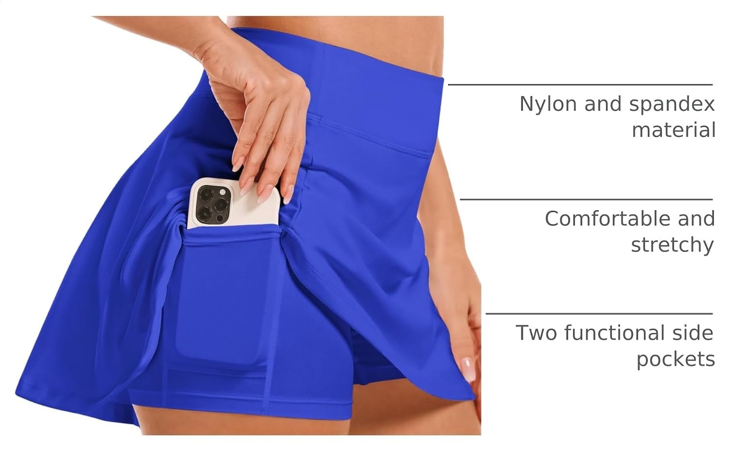 Stelle Women’s Tennis Golf Skirts High Waisted Athletic Skorts with Pockets | Built-In Shorts, Athletic Skirt, Tummy Control, Stretchy, Running, Pickleball, Workout, Casual, Skorts for Woman(Royal Blue)