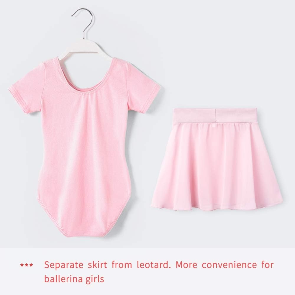 Stelle Girls Ballet Leotards Dance Outfits with Skirt and Footed Tights(01-ballet Pink)