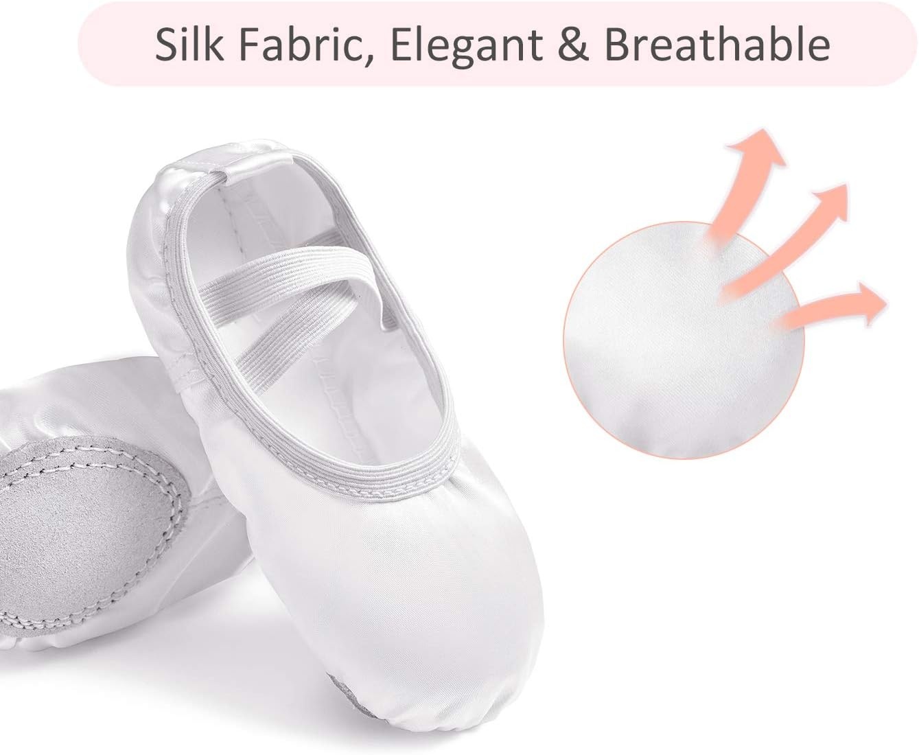 Stelle Ballet Shoes for Girls Satin/Ribbons Ballet Slippers Dance Shoes(Toddler/Little/Big Kids)(White(no Ribbon))