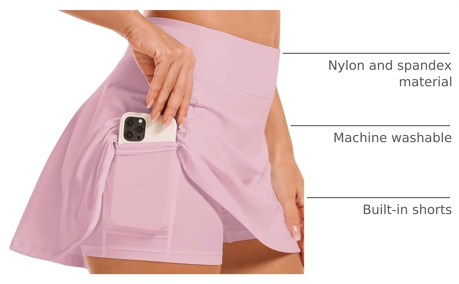 Stelle Women’s Tennis Golf Skirts High Waisted Athletic Skorts with Pockets(Pink)