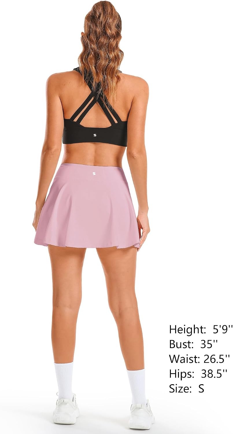 Stelle Women’s Tennis Golf Skirts High Waisted Athletic Skorts with Pockets(Pink)