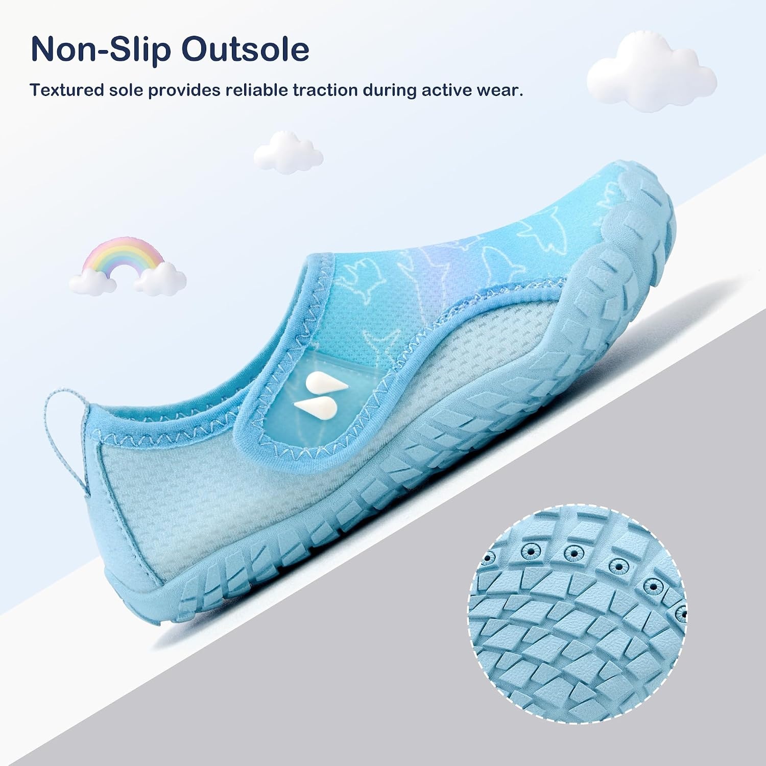 Stelle Toddler Water Shoes Kids Barefoot Non-Slip | Quick Dry Hook-and-Loop Strap with Built-In Drainage for Boys Girls-Natural Foot Movement, Beach Pool Swim Hiking Camping(Blue Ombre)