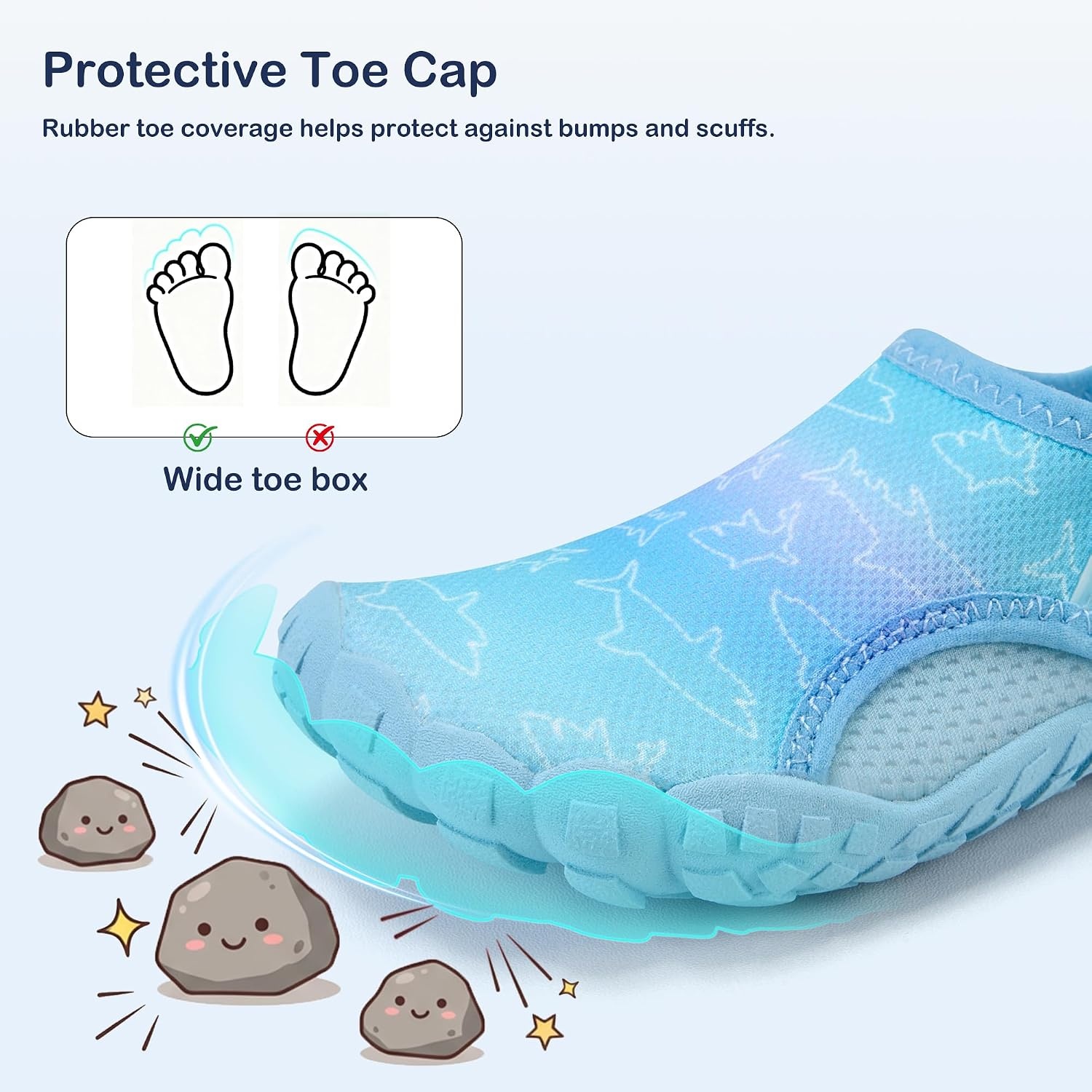 Stelle Toddler Water Shoes Kids Barefoot Non-Slip | Quick Dry Hook-and-Loop Strap with Built-In Drainage for Boys Girls-Natural Foot Movement, Beach Pool Swim Hiking Camping(Blue Ombre)