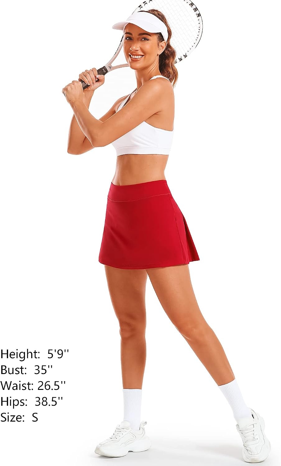 Stelle Women Tennis Skirt High Waisted Athletic Golf Skorts with Pockets(Red)
