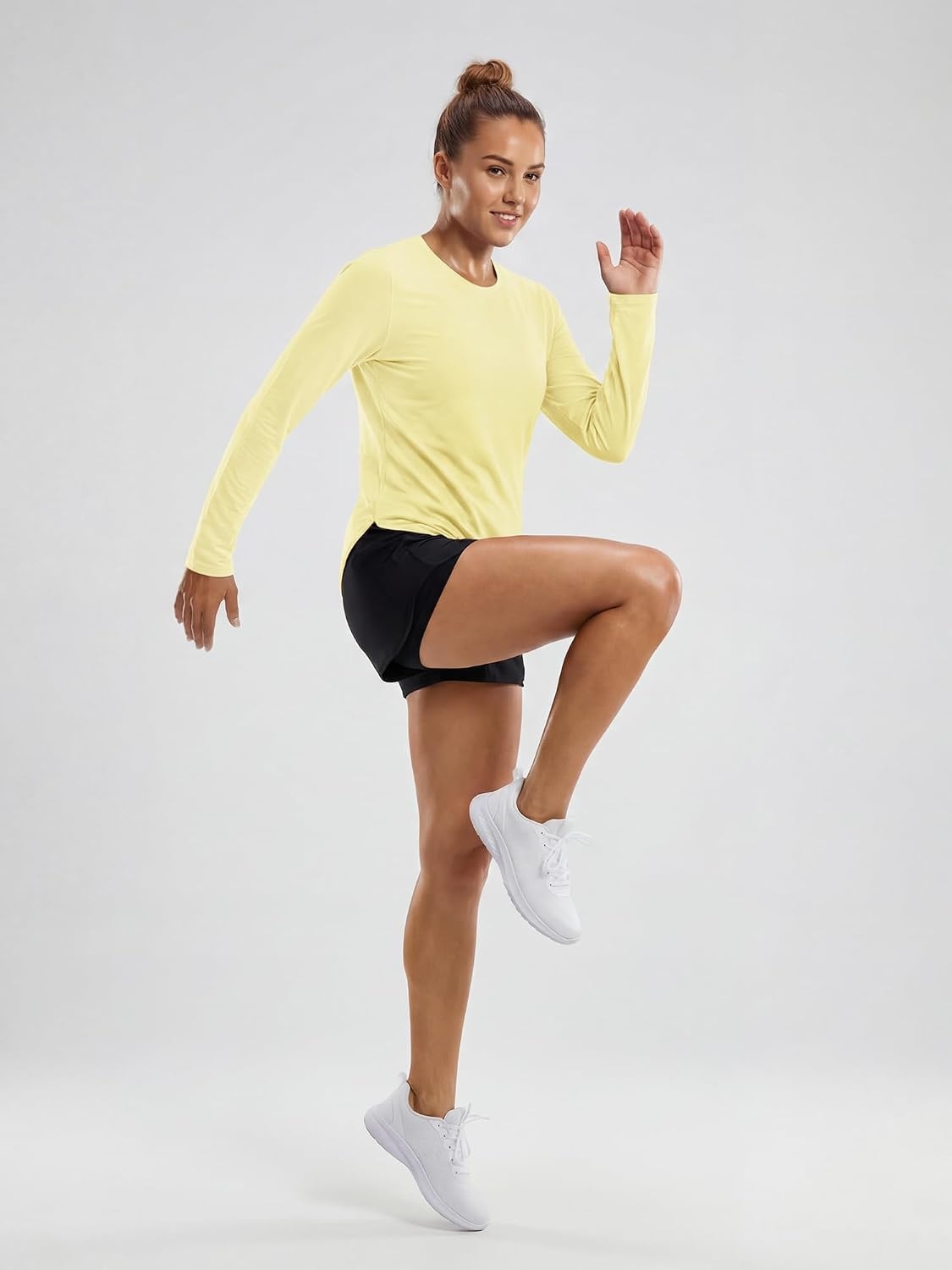 Stelle Women’s Long Sleeve Sun Shirts Quick Dry Workout Top(Butter)