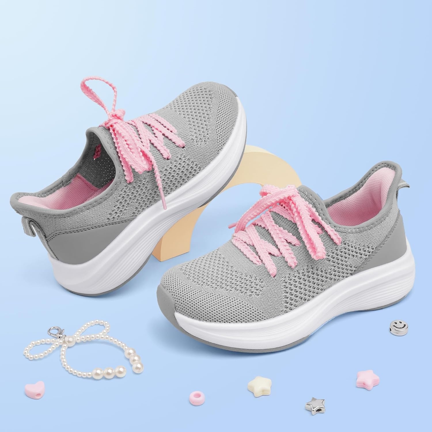 Stelle Girls Tennis Shoes With Slip-On Kids Running Shoes(LG,10MT)
