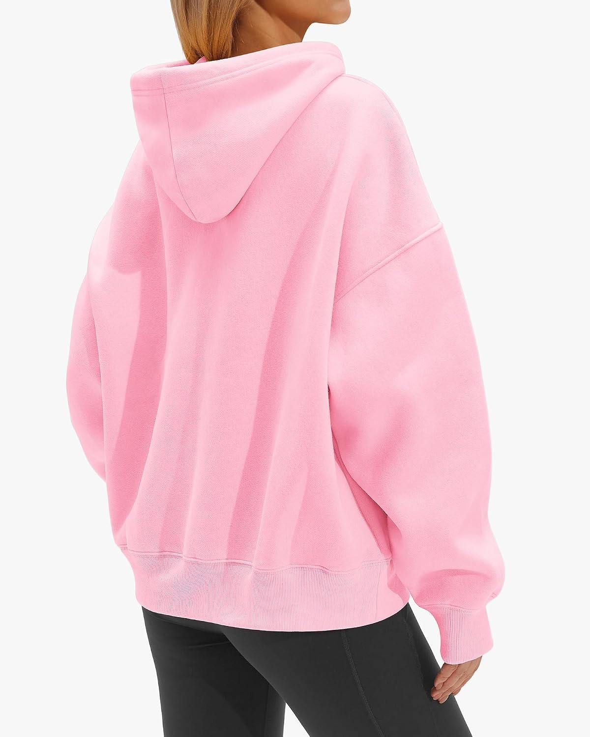 Stelle Women’s Oversized Fleece Hoodie Printed Cuff Fall Sweatshirts(Pink)