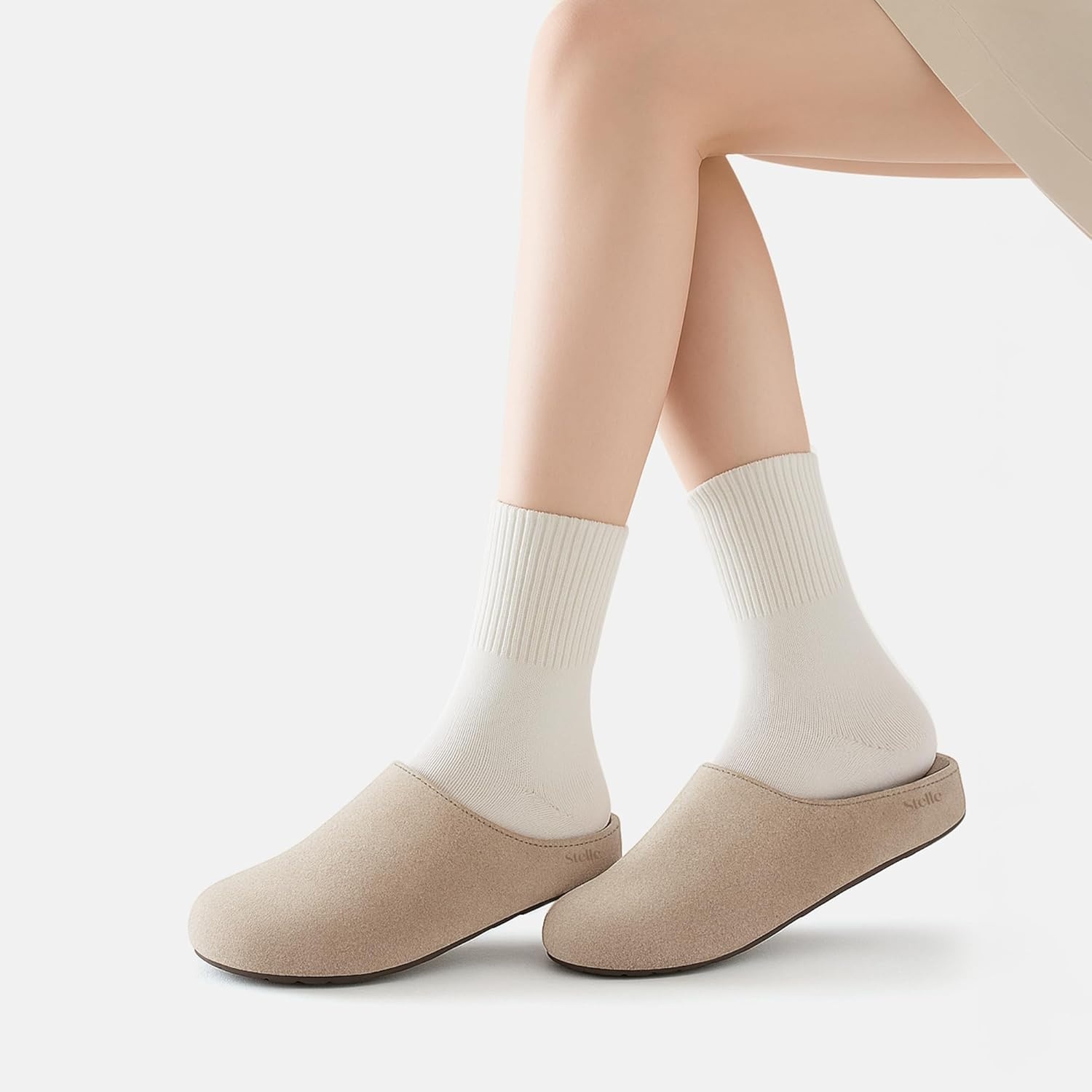 Stelle Clogs Women Mens Arch Support Suede Soft Cork Footbed Sandals Potato Shoes Slip on Home Slippers Non-Slip Comfort(A-taupe)