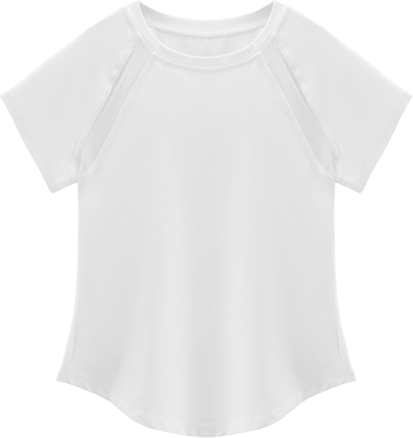Stelle Girls Athletic Shirts Short Sleeve Crewneck T Shirts Active Sports Top Soccer Gym Workout Tshirt Summer Tees for Kid(White)