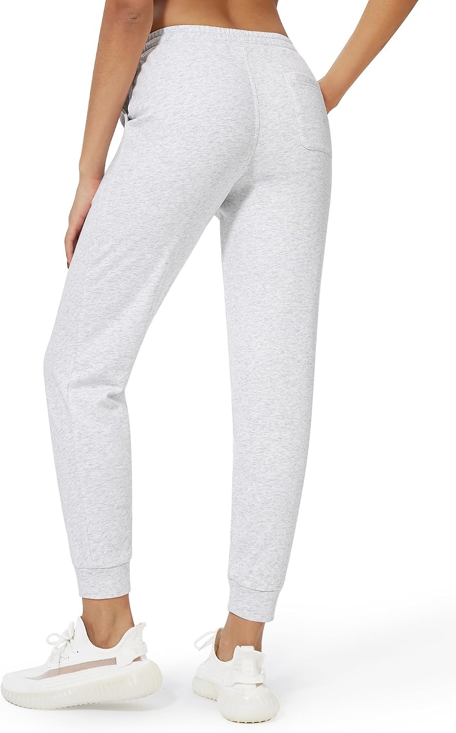 Stelle Womens High Waist Drawstring Jogger Athletic Lounge Sweatpants with Pockets(Ultra Light Grey)