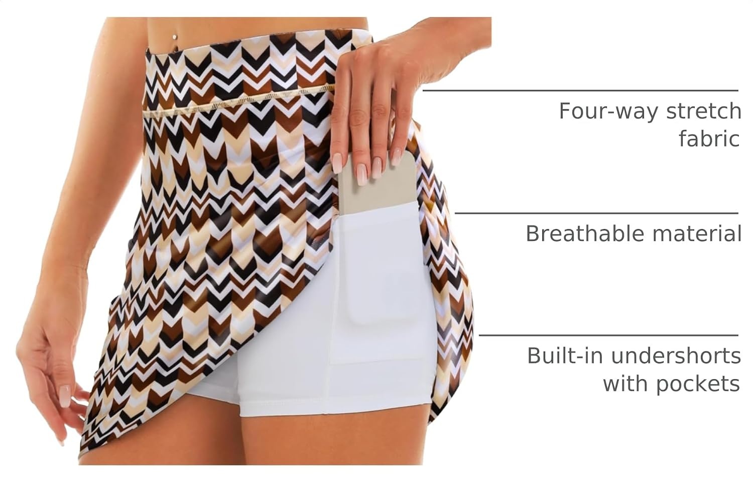 Stelle 17″ Golf Skirts for Women Pickleball Tennis Skorts with 2 Pockets(Retro Geo Print)