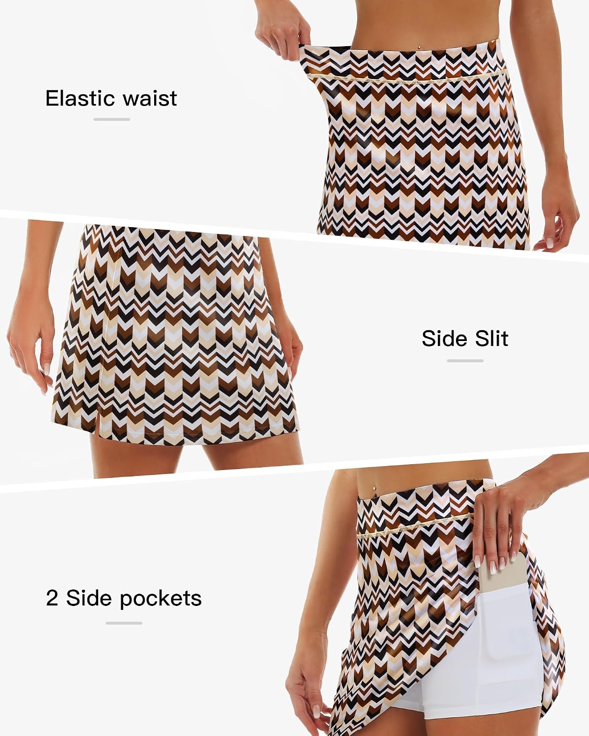 Stelle 17″ Golf Skirts for Women Pickleball Tennis Skorts with 2 Pockets(Retro Geo Print)
