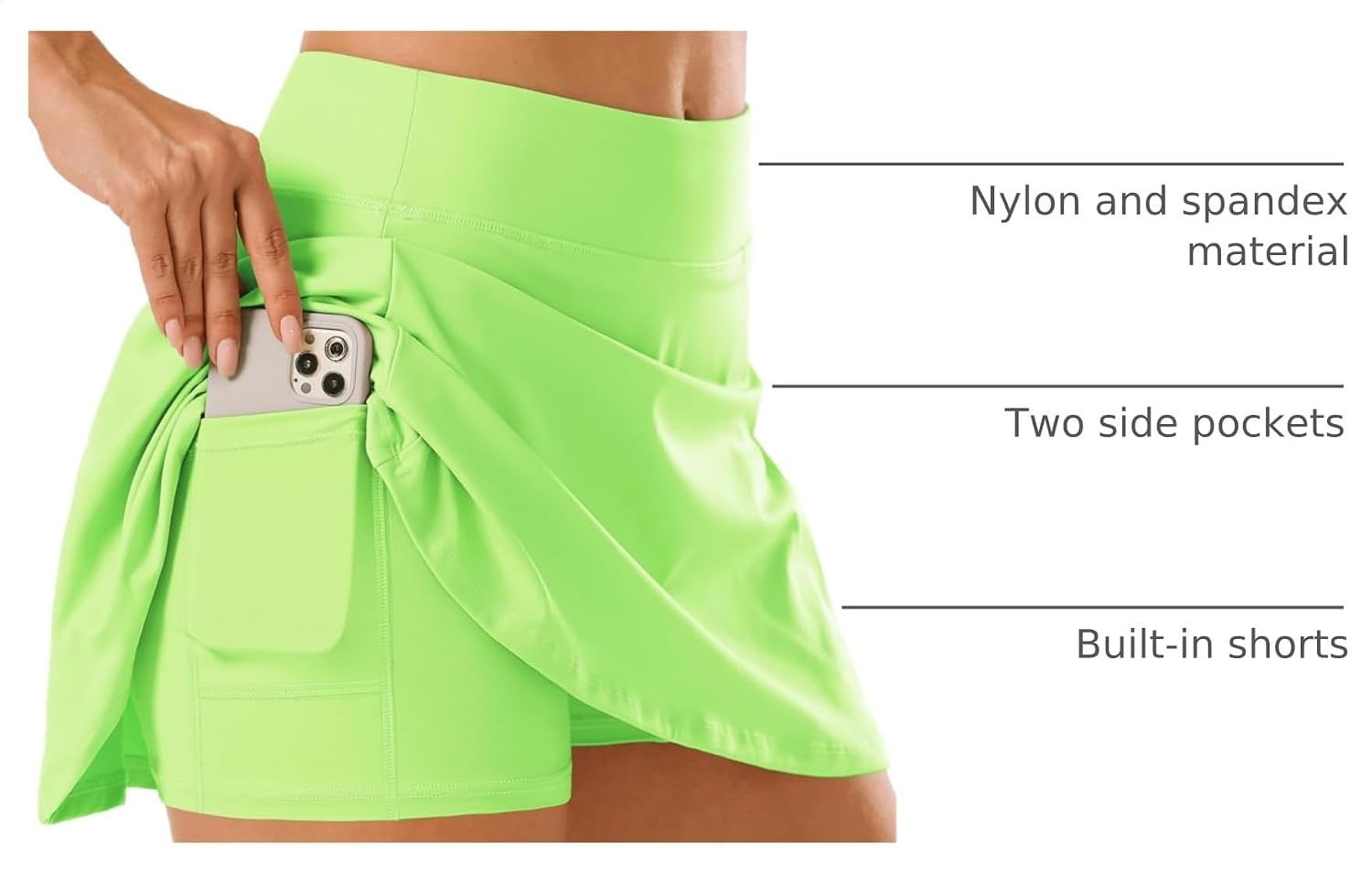 Stelle Women’s Tennis Golf Skirts High Waisted Athletic Skorts with Pockets(Lime Green)