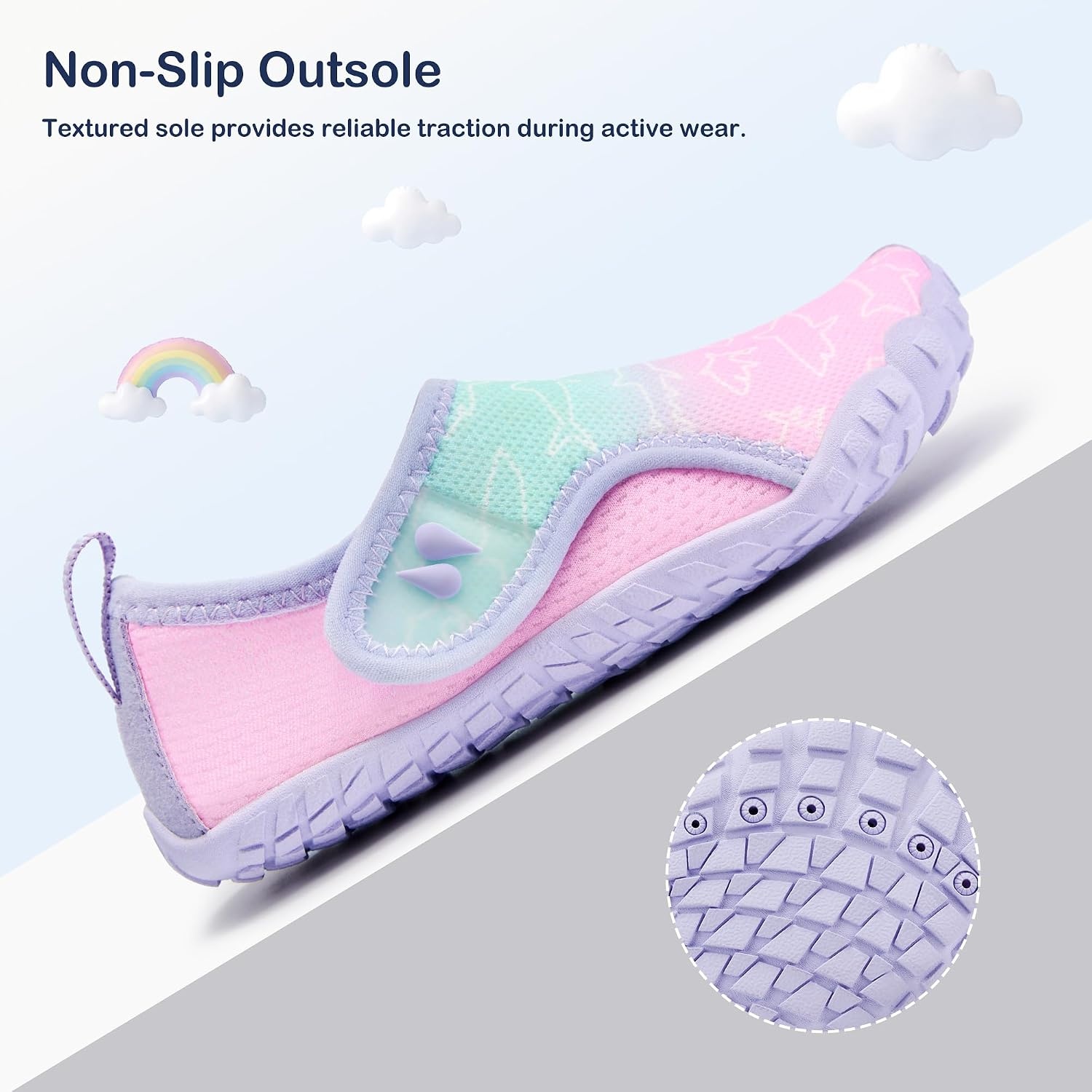 Stelle Toddler Water Shoes for Kids Girls Boys Swim Beach Hiking Pool Camping Essentials Non-Slip Barefoots(Mermaid Ombre)