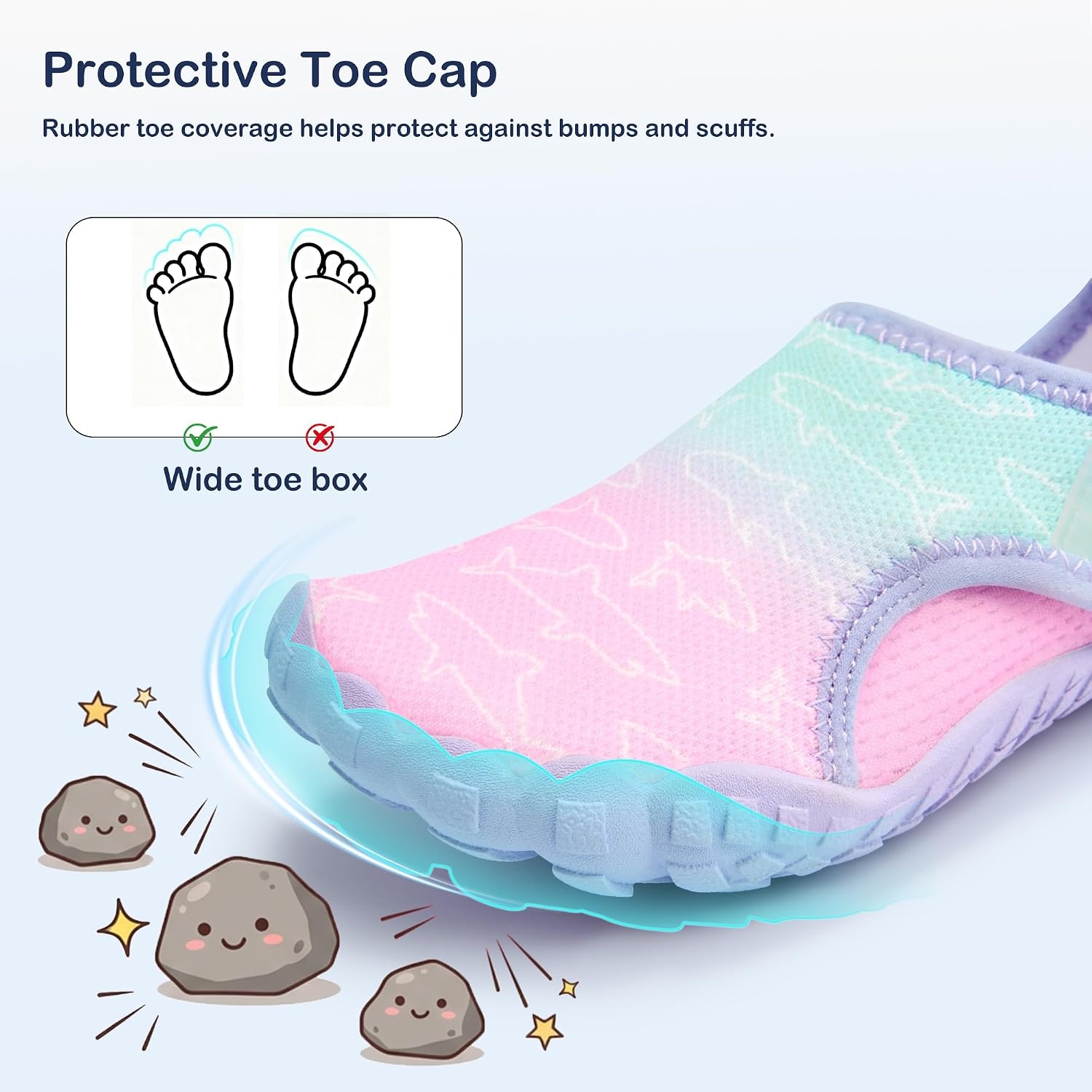 Stelle Toddler Water Shoes for Kids Girls Boys Swim Beach Hiking Pool Camping Essentials Non-Slip Barefoots(Mermaid Ombre)