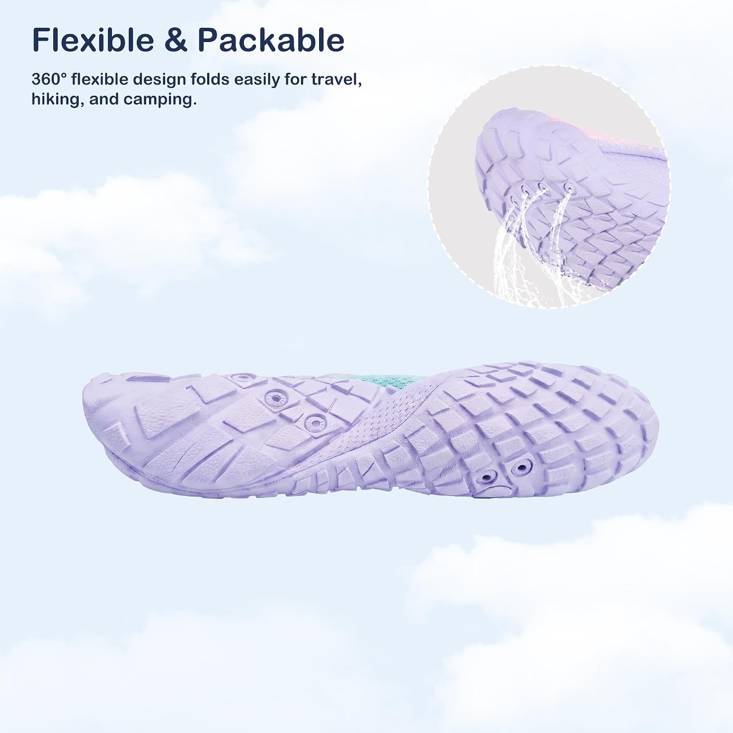 Stelle Toddler Water Shoes for Kids Girls Boys Swim Beach Hiking Pool Camping Essentials Non-Slip Barefoots(Mermaid Ombre)