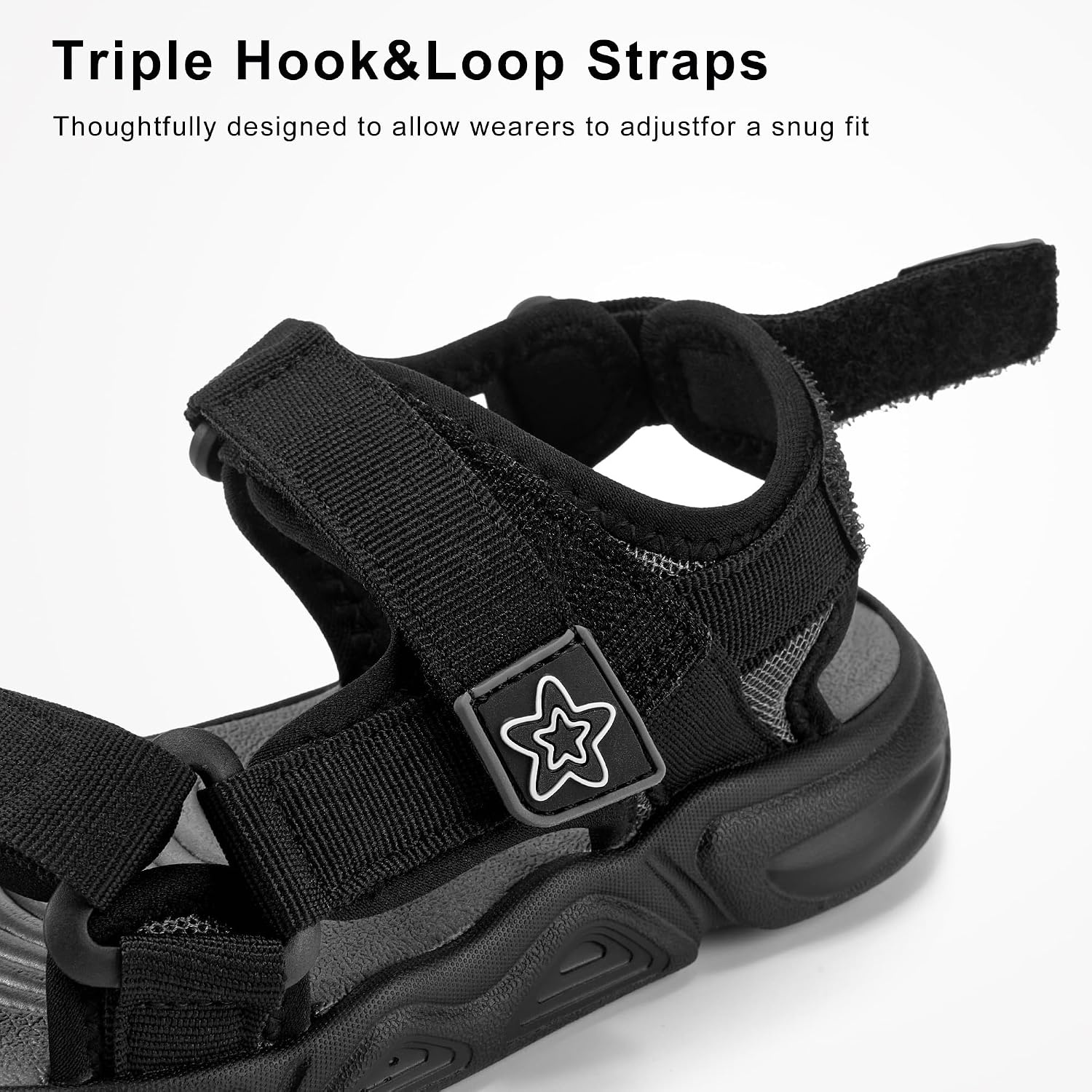 Stelle Boys Girls Summer Water Hiking Beach Open Toe Sport Sandals | Athletic Outdoor Play Everyday Casual Wear Adjustable Fit Breathable Comfort High-Traction Outsole Toddler to Big Kids(Black)