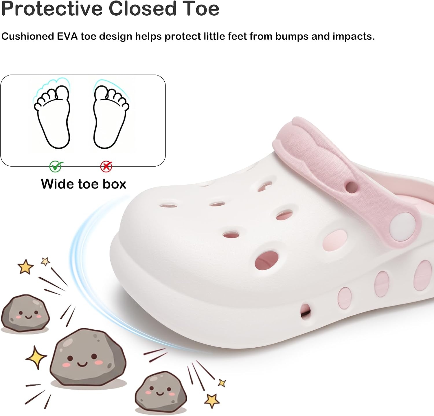 Stelle Garden Clogs for Girls Sandals Kids Water Shoes | Beach Sandals,Pool Slides,Slip-on,Daily wear,Adjustable cute strap(Whipped Cream)