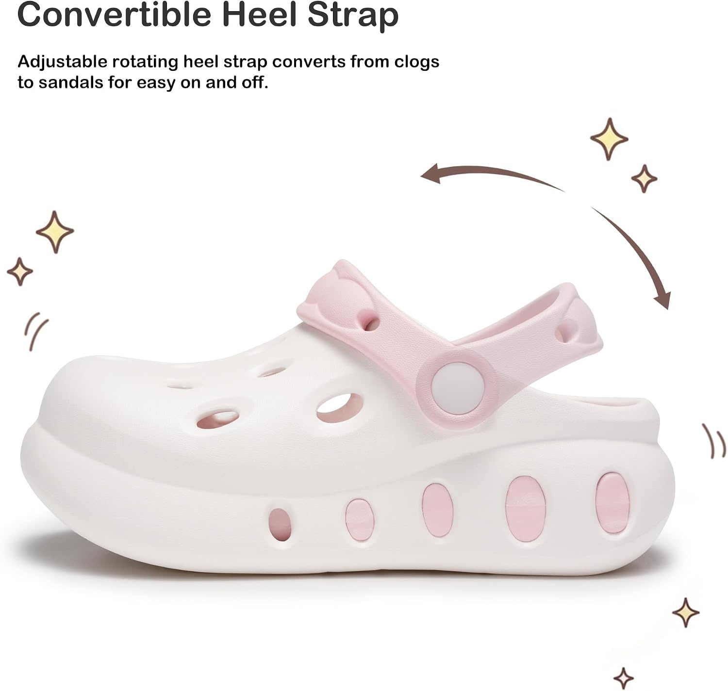 Stelle Garden Clogs for Girls Sandals Kids Water Shoes | Beach Sandals,Pool Slides,Slip-on,Daily wear,Adjustable cute strap(Whipped Cream)