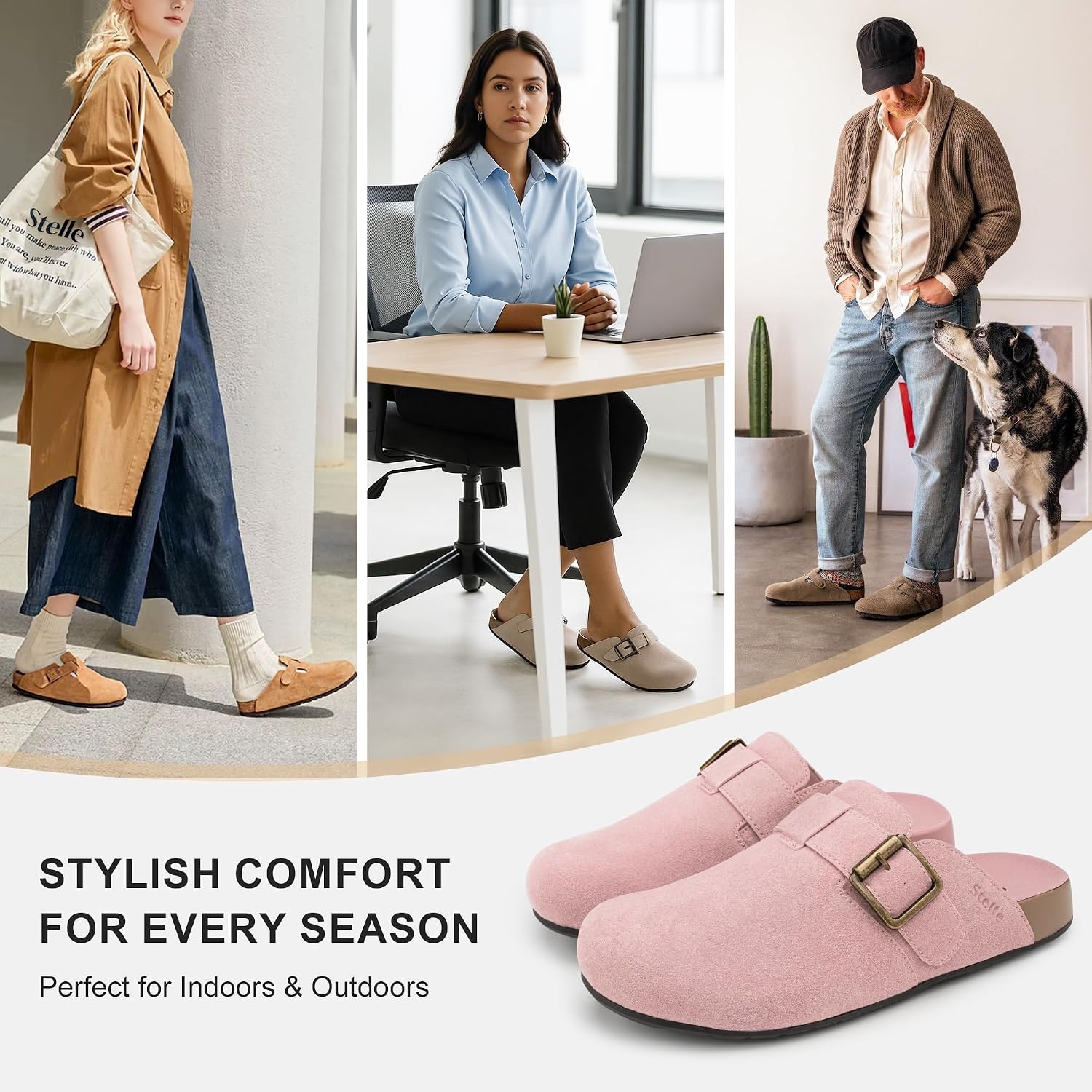 Stelle Suede Clogs for Women Men Potato Shoes(Rose Clay)