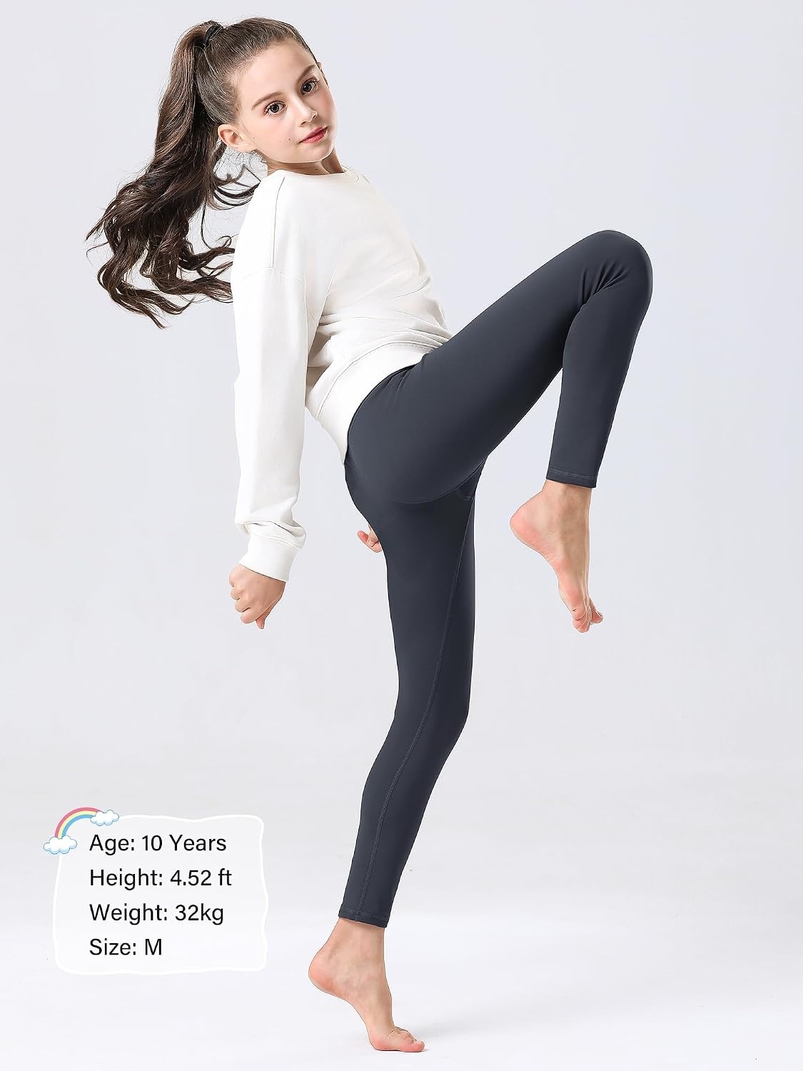 Stelle Girls Fleece Lined Leggings with Hidden Pocket High Waisted Pants(A3-charcoal)