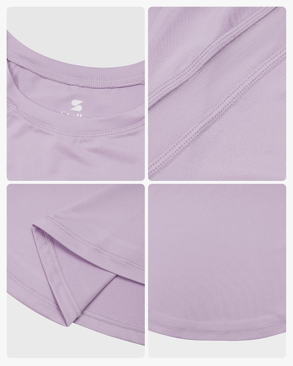 Stelle Athletic Shirts for Girls Short Sleeve Soccer Active Tshirts Kids | Moisture-wicking, Quick Dry, Breathable, Lightweight, Running, Tennis, Training, Sports, Crewneck Top, Summer Tee(Light Purple)