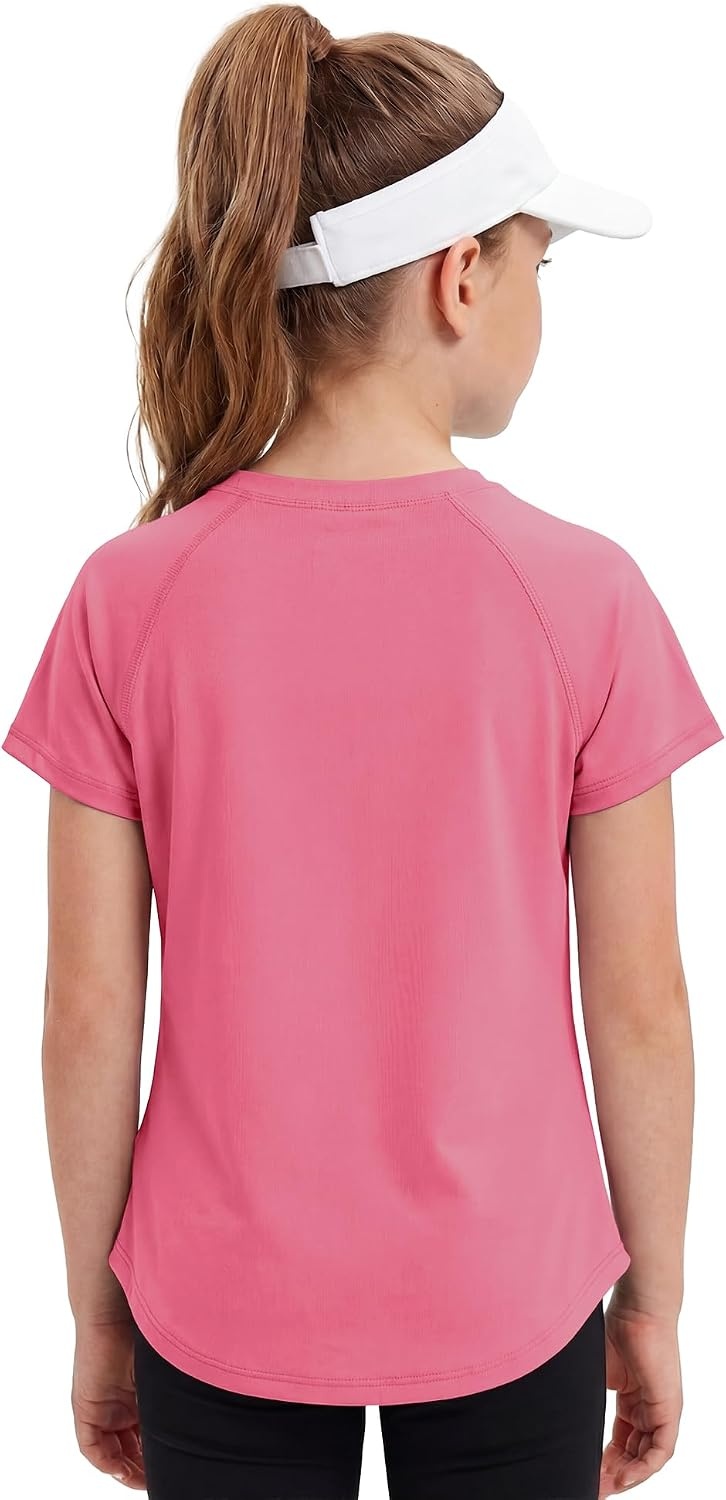 Stelle Athletic Shirts for Girls Short Sleeve Soccer Active Tshirts Kids(Watermelon)