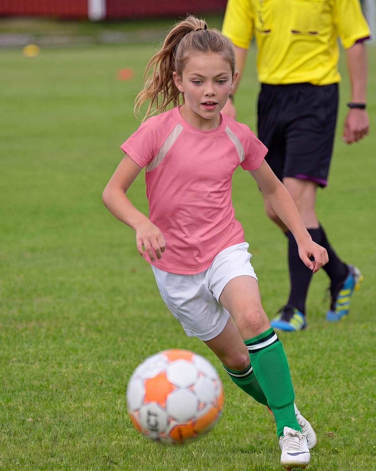 Stelle Athletic Shirts for Girls Short Sleeve Soccer Active Tshirts Kids(Watermelon)
