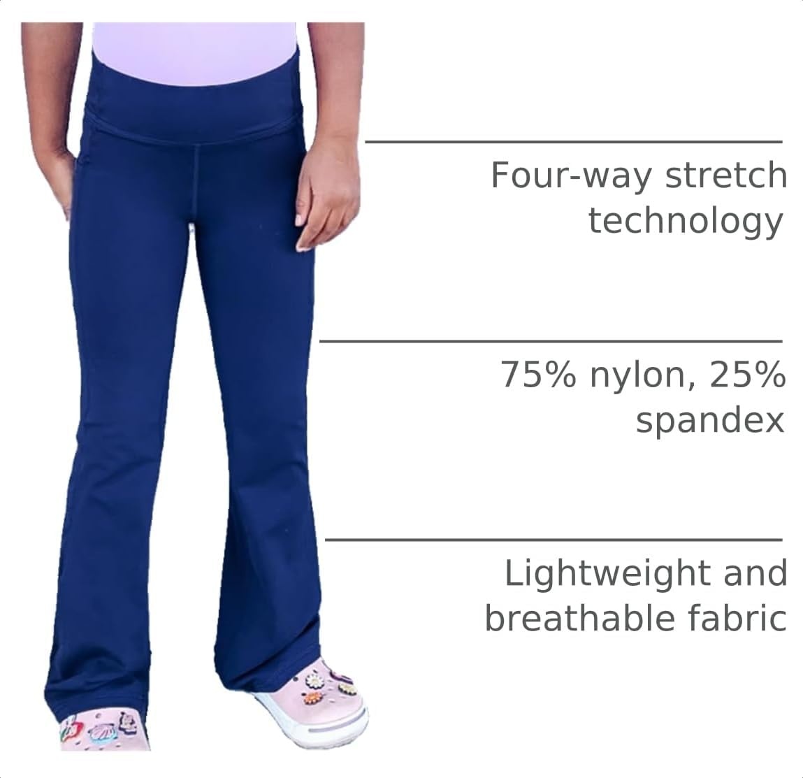 Stelle Girls Flare Leggings with Pockets High Waisted Bootcut Yoga Pants(13-c3-black/Dusty Lavender/Navy)