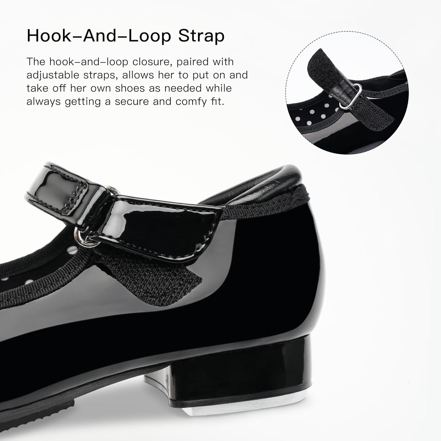 Stelle Toddler Tap Shoes with Detachable Bow(Toddler/Little Kid/Big Kid) | Detachable ribbon bow accent,Hook-and-loop,Steel toe heel taps,Cushioned insole,Padded heel collar(Black)