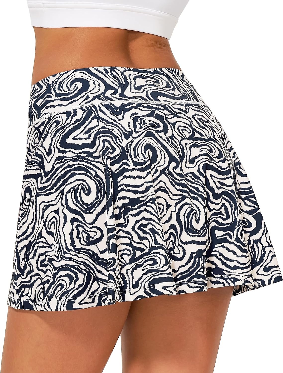 Stelle Women’s Tennis Golf Skirts High Waisted Athletic Skorts with Pockets(Wavy Ink)