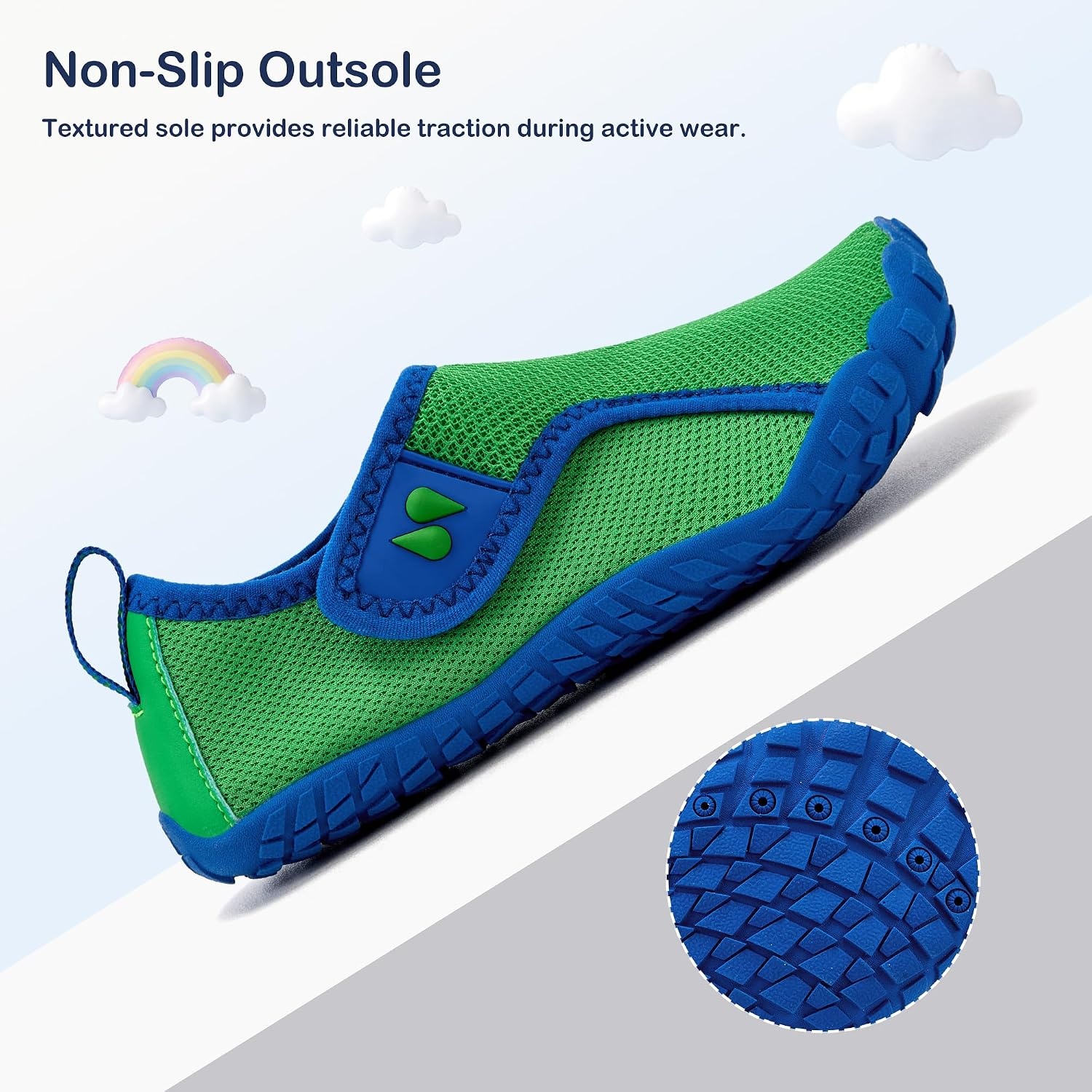 Stelle Toddler Water Shoes Kids Barefoot Non-Slip(Green)
