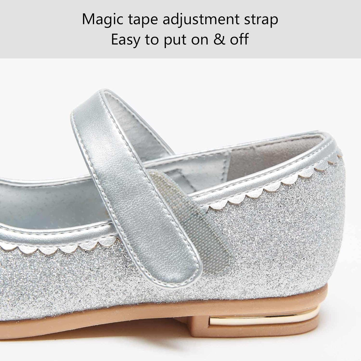 Stelle Girls Dress Shoes Glitter Princess Shoe Flower Mary Jane Low Heels Party Wedding Prom Footwear for Toddler Kids(T16-silver Glitter)