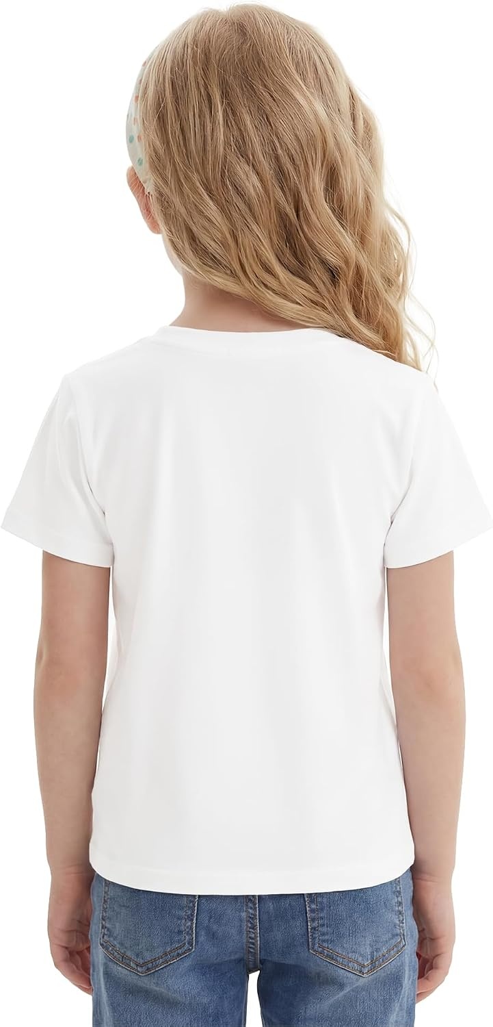 Stelle Girls Graphic T Shirt Cotton Crewneck Short Sleeve Casual Tee(Swan Whisper|white)
