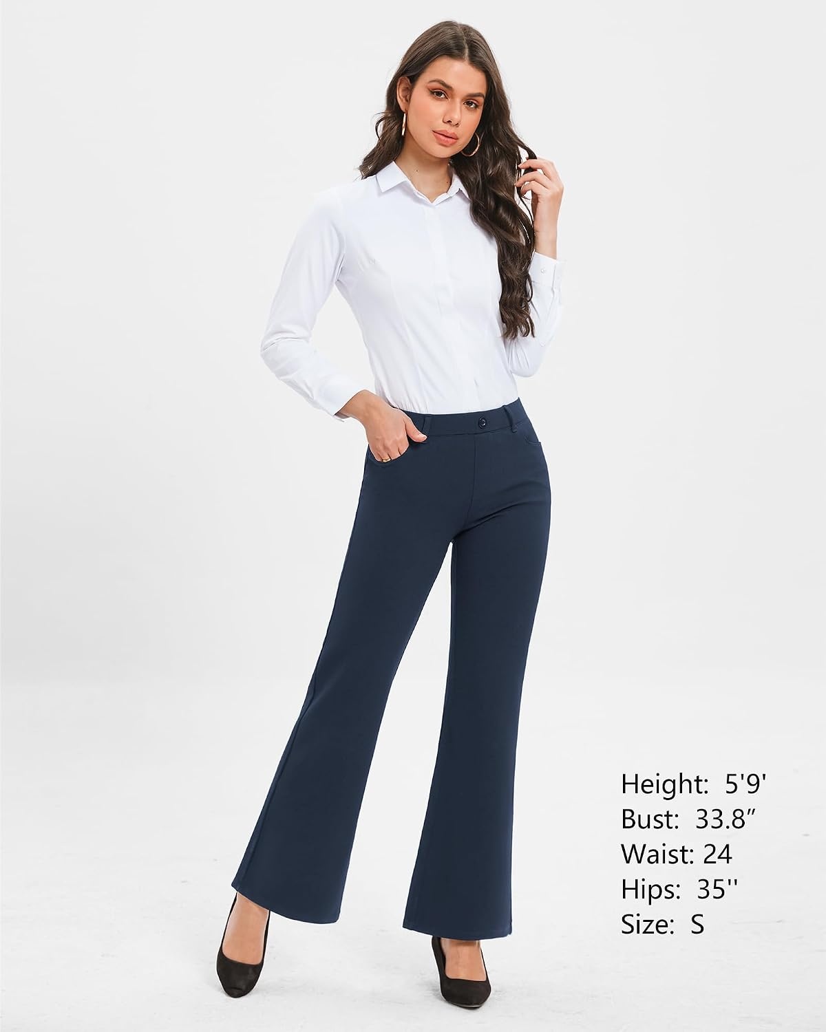 Stelle Women’s 30 Inch Bootcut Work Pants Stretch Business Casual Office | Pull-on waistband, Functional pockets, Wrinkle resistant, Office, Travel, Professional wear, All-day comfort(Navy)