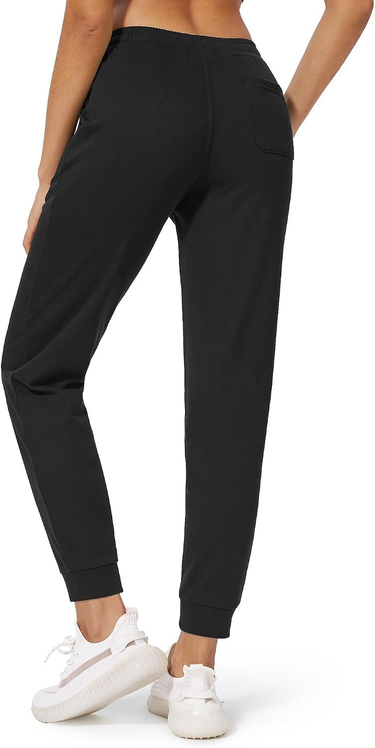Stelle Womens High Waist Drawstring Jogger Athletic Lounge Sweatpants with Pockets(Black)