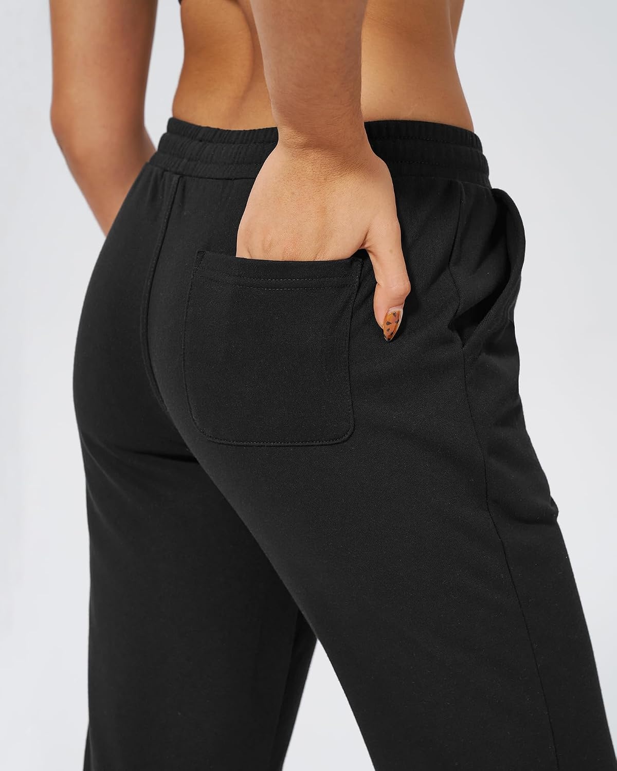Stelle Womens High Waist Drawstring Jogger Athletic Lounge Sweatpants with Pockets(Black)