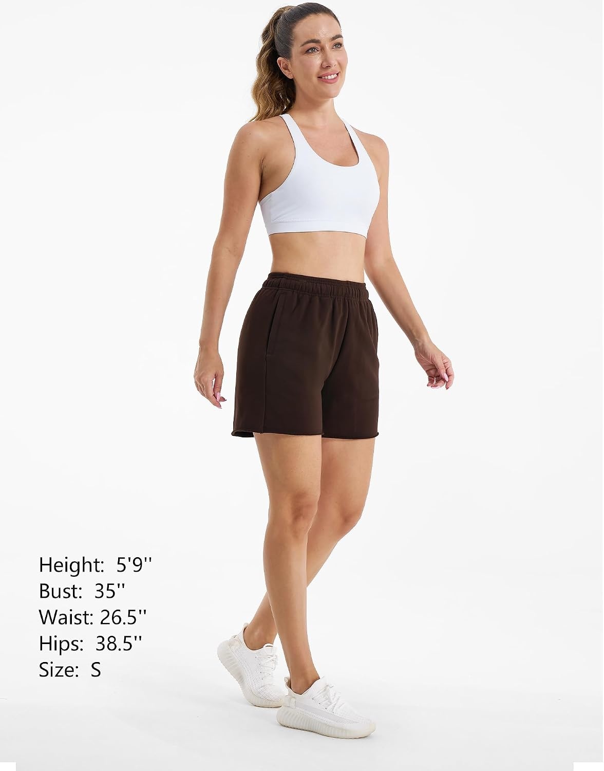 Stelle Women’s Sweat Shorts Casual Drawstring Shorts Comfy Cotton High Waisted Workout Lounge Shorts with Pockets(Coffee)