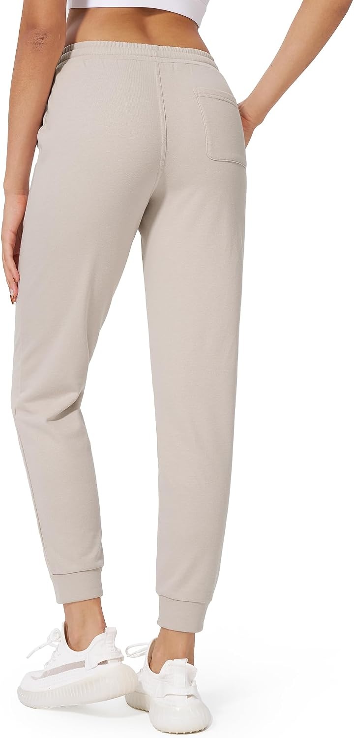 Stelle Womens High Waist Drawstring Jogger Athletic Lounge Sweatpants with Pockets(Oat Milk)