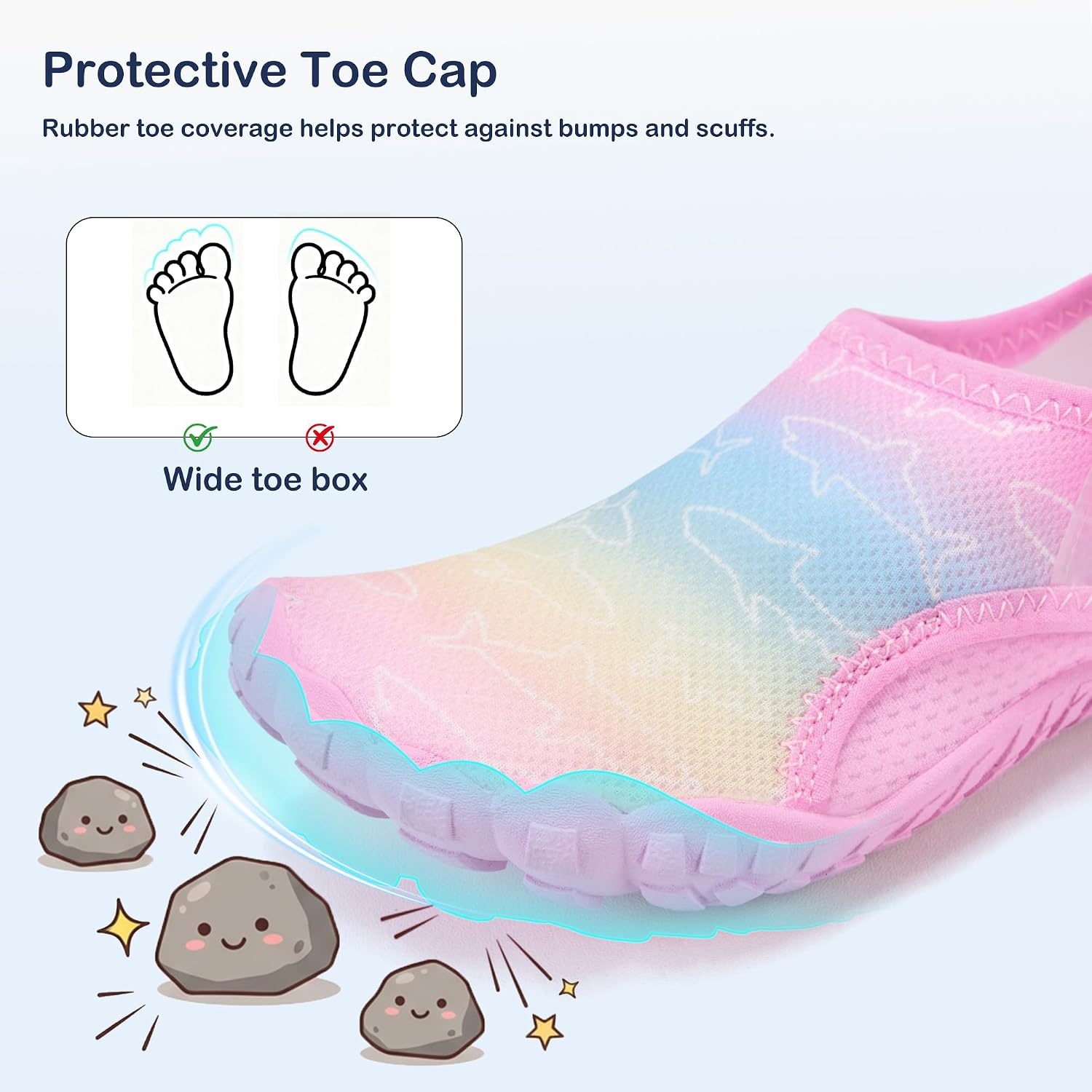 Stelle Toddler Water Shoes Kids Barefoot Non-Slip | Quick Dry Hook-and-Loop Strap with Built-In Drainage for Boys Girls-Natural Foot Movement, Beach Pool Swim Hiking Camping(Rainbow)