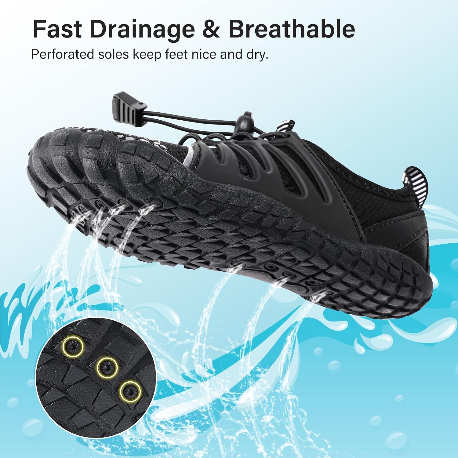 Stelle Kids Water Shoes TPU-Reinforced Barefoot | Non-Slip Quick Dry Packable Design with Cord-Lock Drawstring for Boys Girls-Beach Pool Hiking,Toddler to Big Kid(Black)