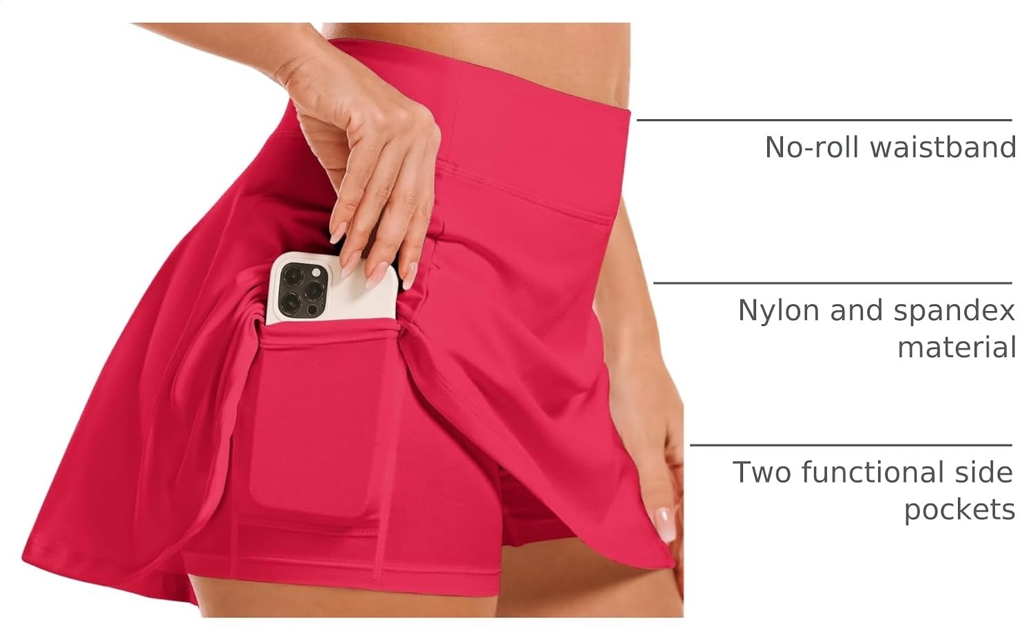 Stelle Women’s Tennis Golf Skirts High Waisted Athletic Skorts with Pockets(Raspberry)